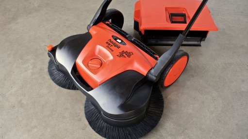 HAAGA 31 Battery Powered Triple Brush Push Power Sweeper